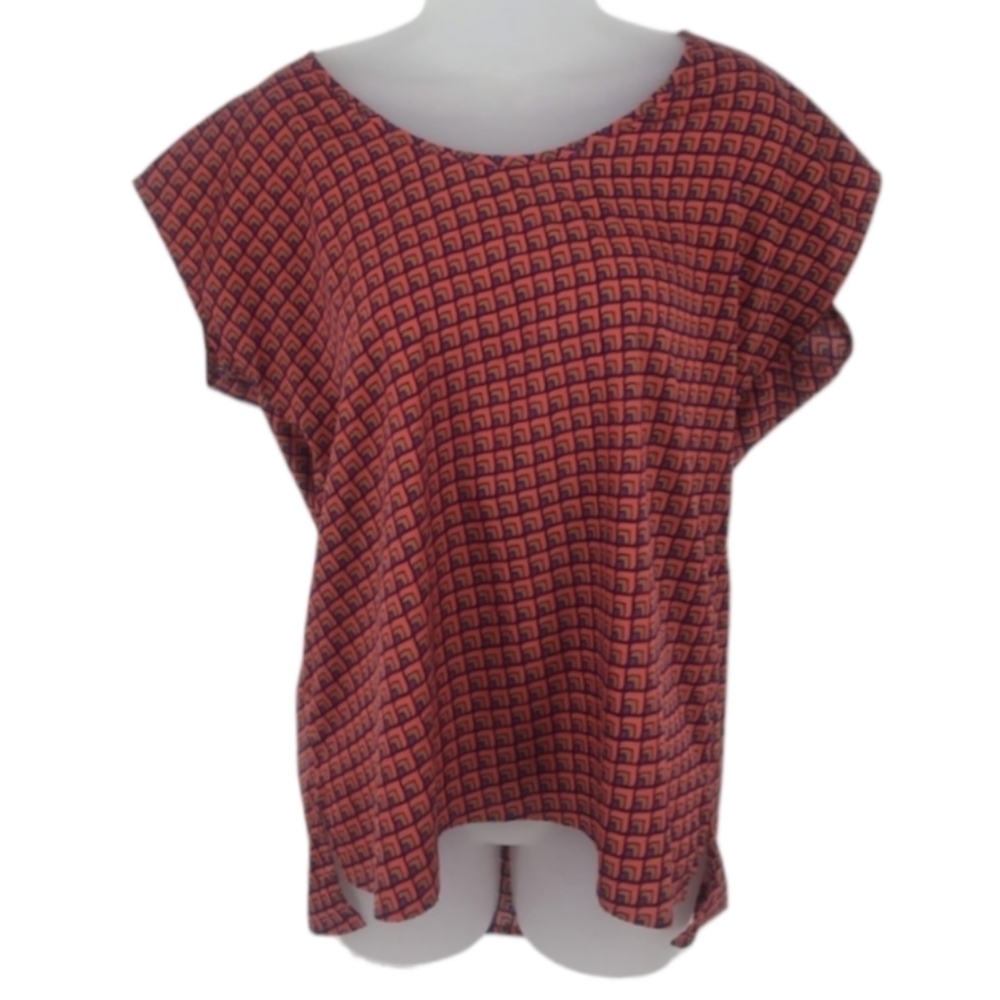 14th and union Orange Pattern Silky‎ Top